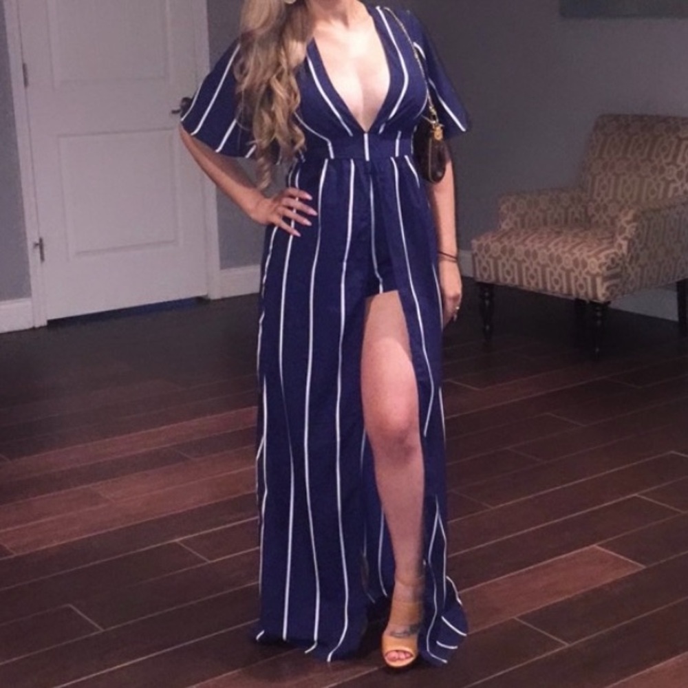 White & Blue Maxi dress